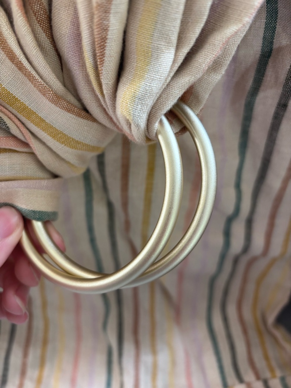 WildBird Gold Double Ring Scarf Holder with Striped Pattern